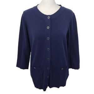 D&Co. Navy Cardigan Size Small Preppy Navy Knit Cardigan